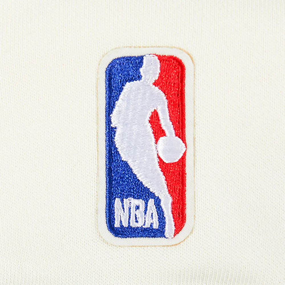 NBA GOLDEN STATE WARRIORS RETRO CLASSIC WOMEN'S CROPPED PO HOODIE (EGGSHELL/ ROYAL BLUE)