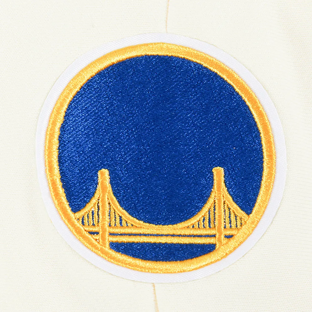 NBA GOLDEN STATE WARRIORS RETRO CLASSIC WOMEN'S CROPPED PO HOODIE (EGGSHELL/ ROYAL BLUE)