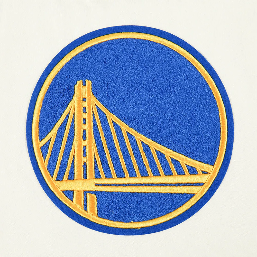 NBA GOLDEN STATE WARRIORS RETRO CLASSIC WOMEN'S CROPPED PO HOODIE (EGGSHELL/ ROYAL BLUE)