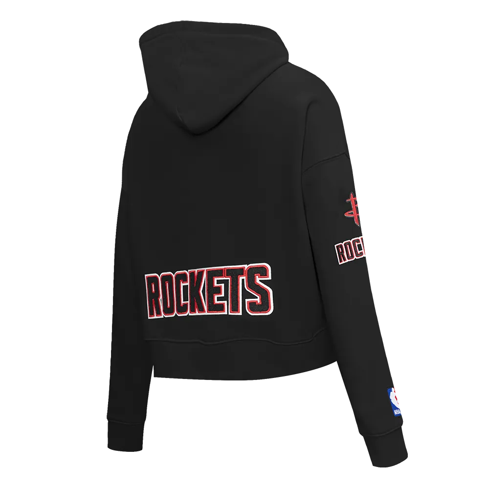 NBA HOUSTON ROCKETS CLASSIC WOMEN'S FLC CROPPED PO HOODIE (BLACK)