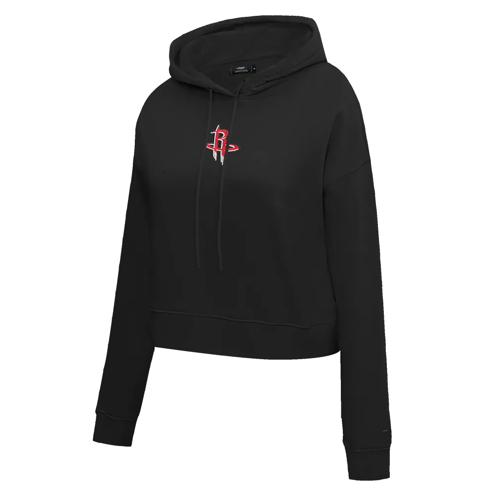 NBA HOUSTON ROCKETS CLASSIC WOMEN'S FLC CROPPED PO HOODIE (BLACK)