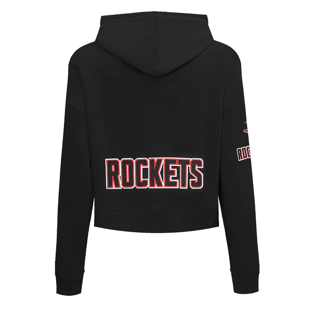 NBA HOUSTON ROCKETS CLASSIC WOMEN'S FLC CROPPED PO HOODIE (BLACK)