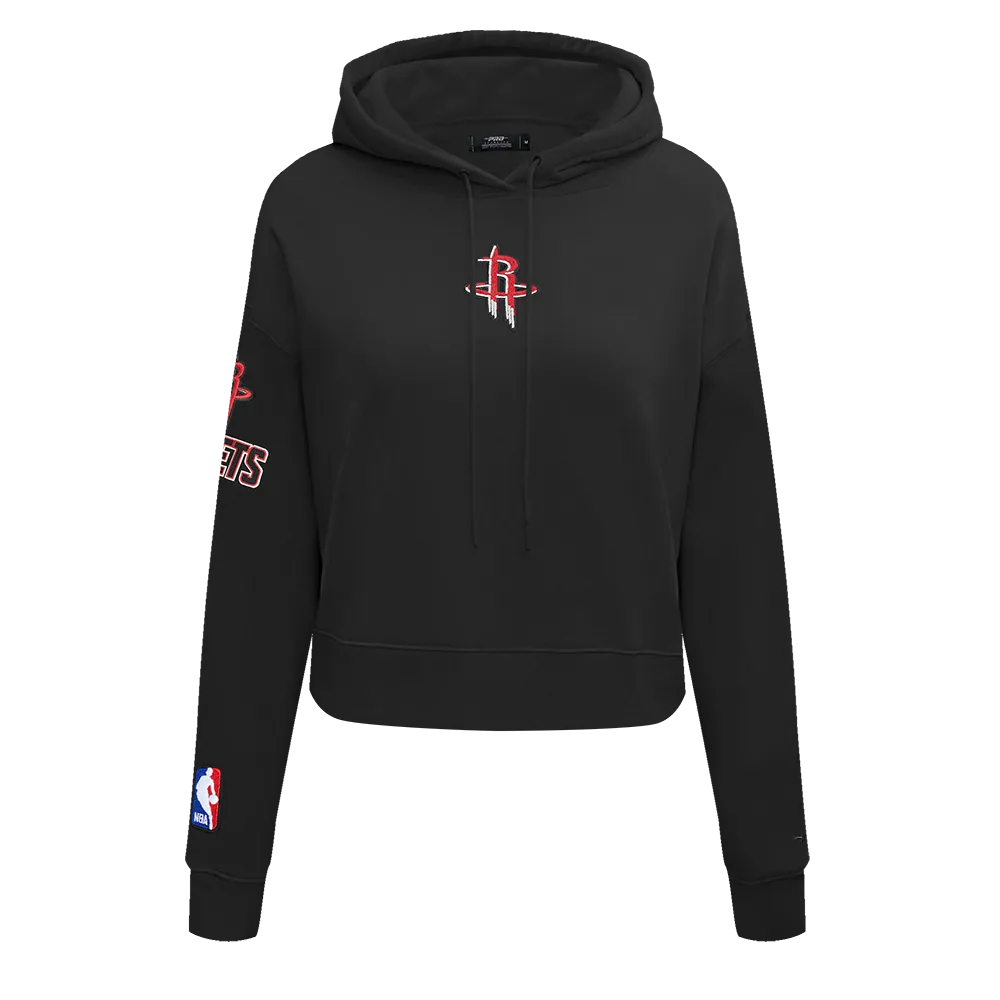 NBA HOUSTON ROCKETS CLASSIC WOMEN'S FLC CROPPED PO HOODIE (BLACK)