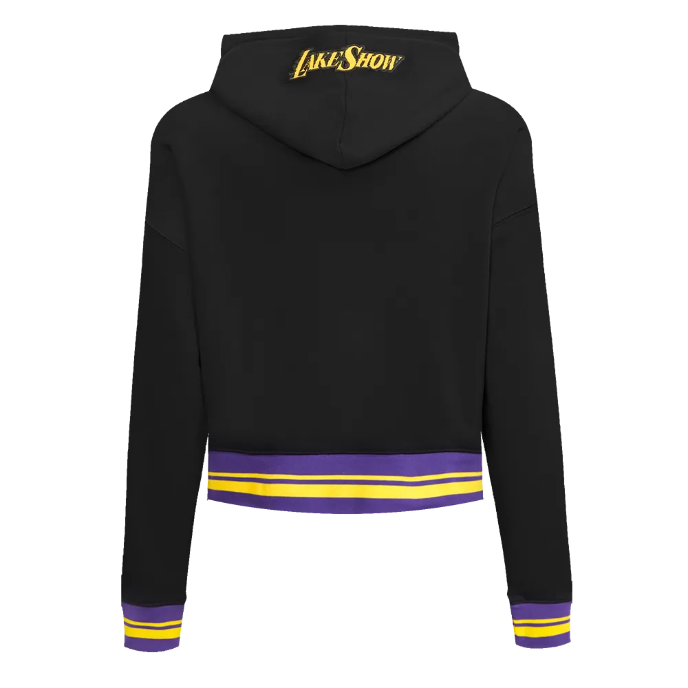 NBA LOS ANGELES LAKERS CITY EDITION 24-25 WOMEN'S RIB FLC CROPPED PO H (BLACK/PURPLE)