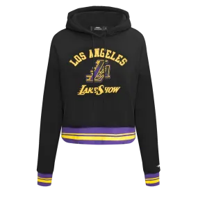 NBA LOS ANGELES LAKERS CITY EDITION 24-25 WOMEN'S RIB FLC CROPPED PO H (BLACK/PURPLE)