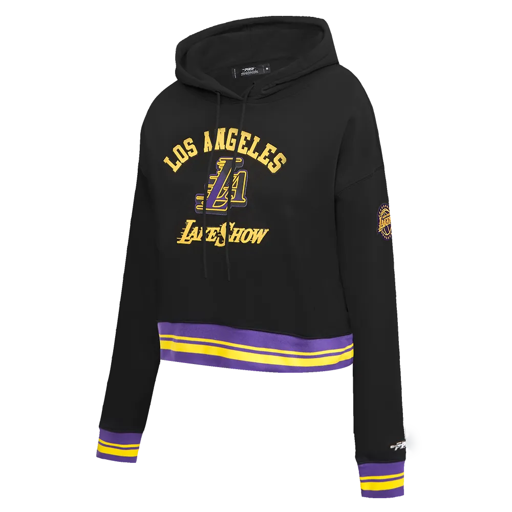 NBA LOS ANGELES LAKERS CITY EDITION 24-25 WOMEN'S RIB FLC CROPPED PO H (BLACK/PURPLE)