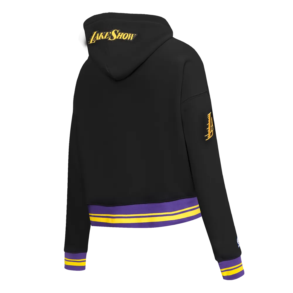 NBA LOS ANGELES LAKERS CITY EDITION 24-25 WOMEN'S RIB FLC CROPPED PO H (BLACK/PURPLE)