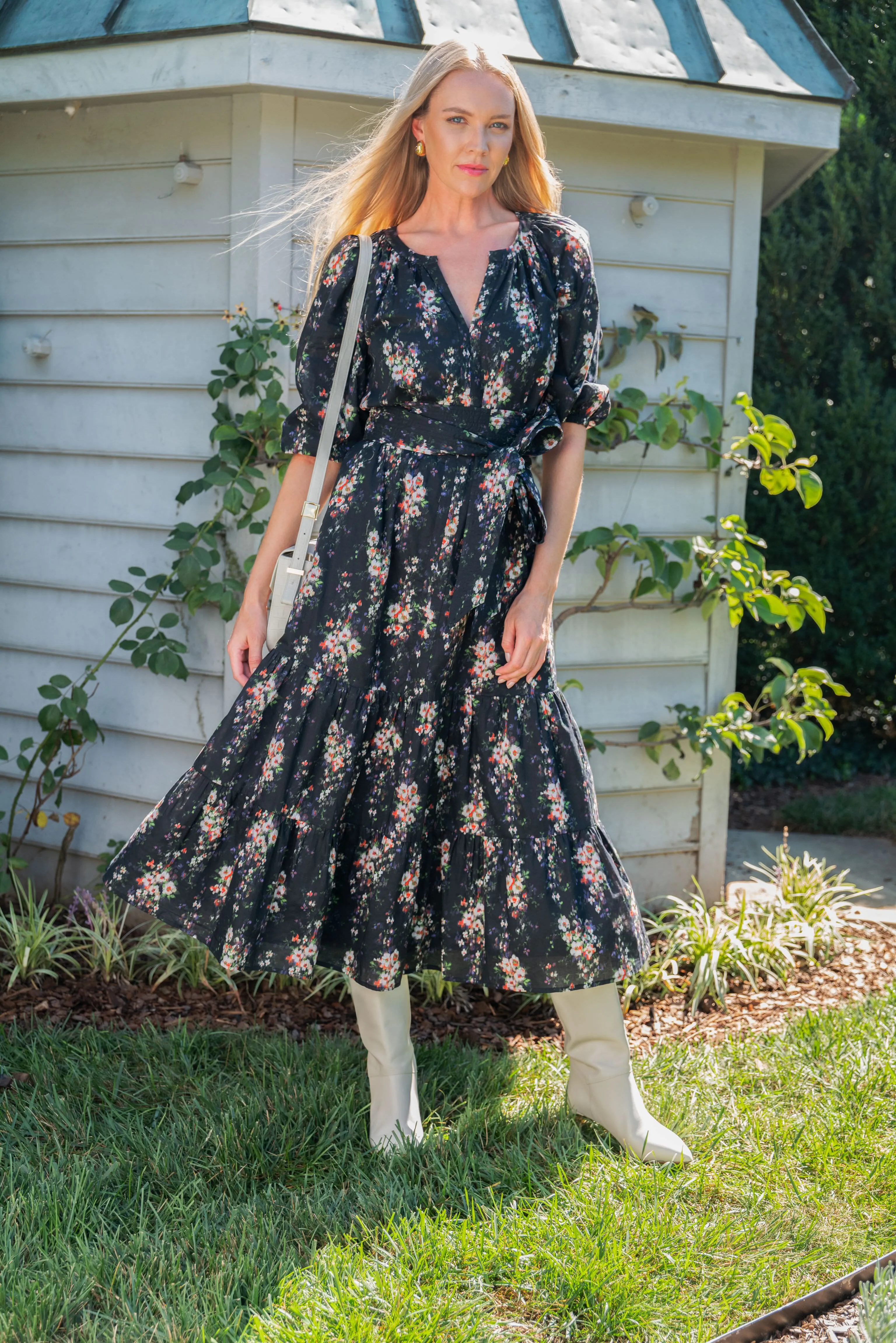 Onyx Falling Flowers Bouquet Lyles Dress