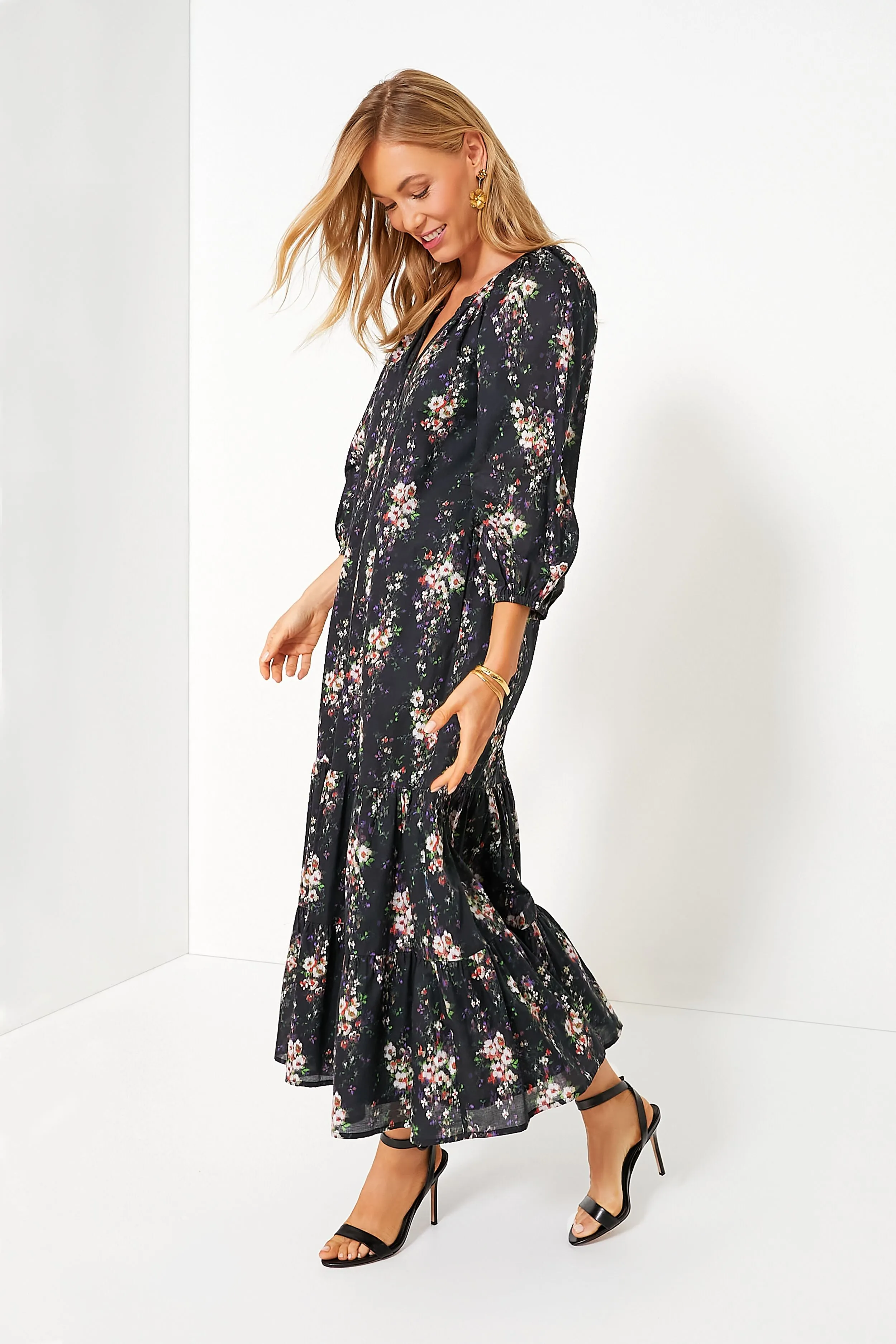 Onyx Falling Flowers Bouquet Lyles Dress