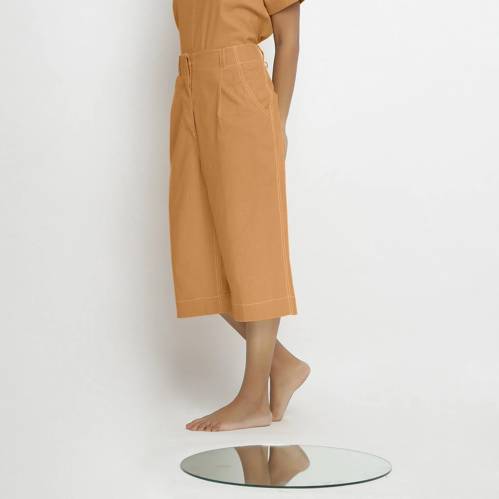 Orange Handspun Cotton Mid-Rise Culottes