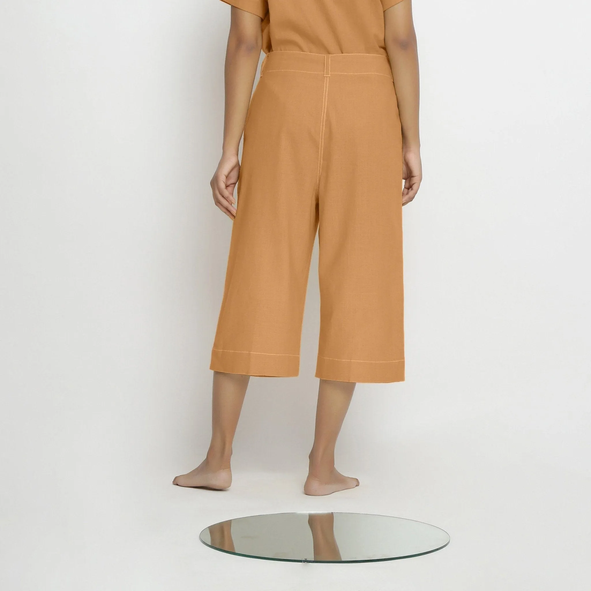 Orange Handspun Cotton Mid-Rise Culottes