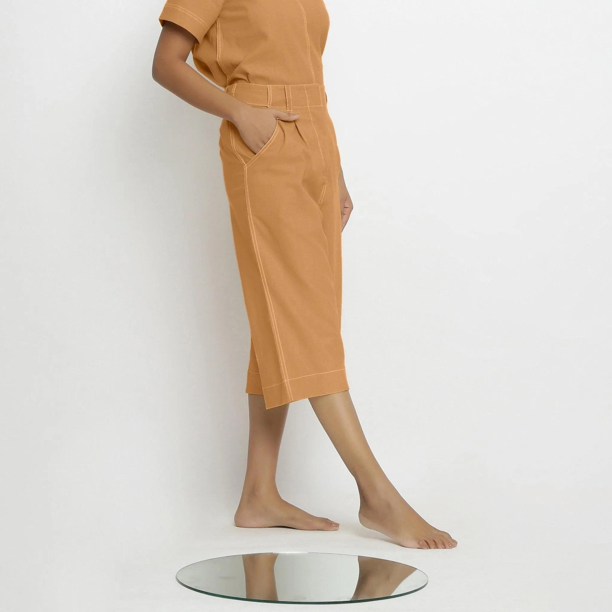 Orange Handspun Cotton Mid-Rise Culottes