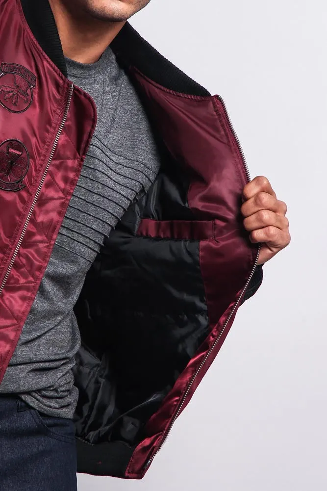 Patched Contrast Bomber Jacket