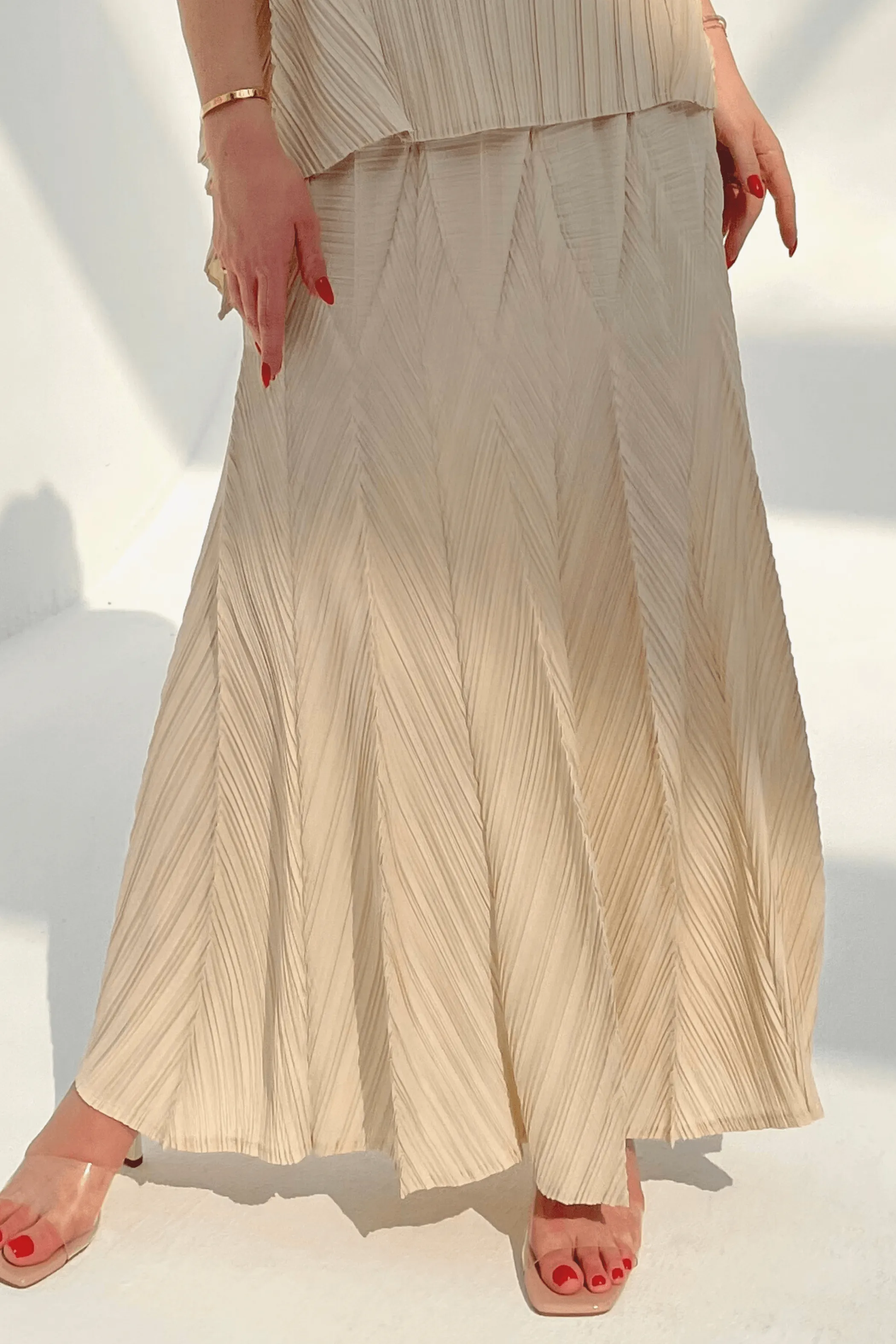 Pleated Origami Maxi Skirt