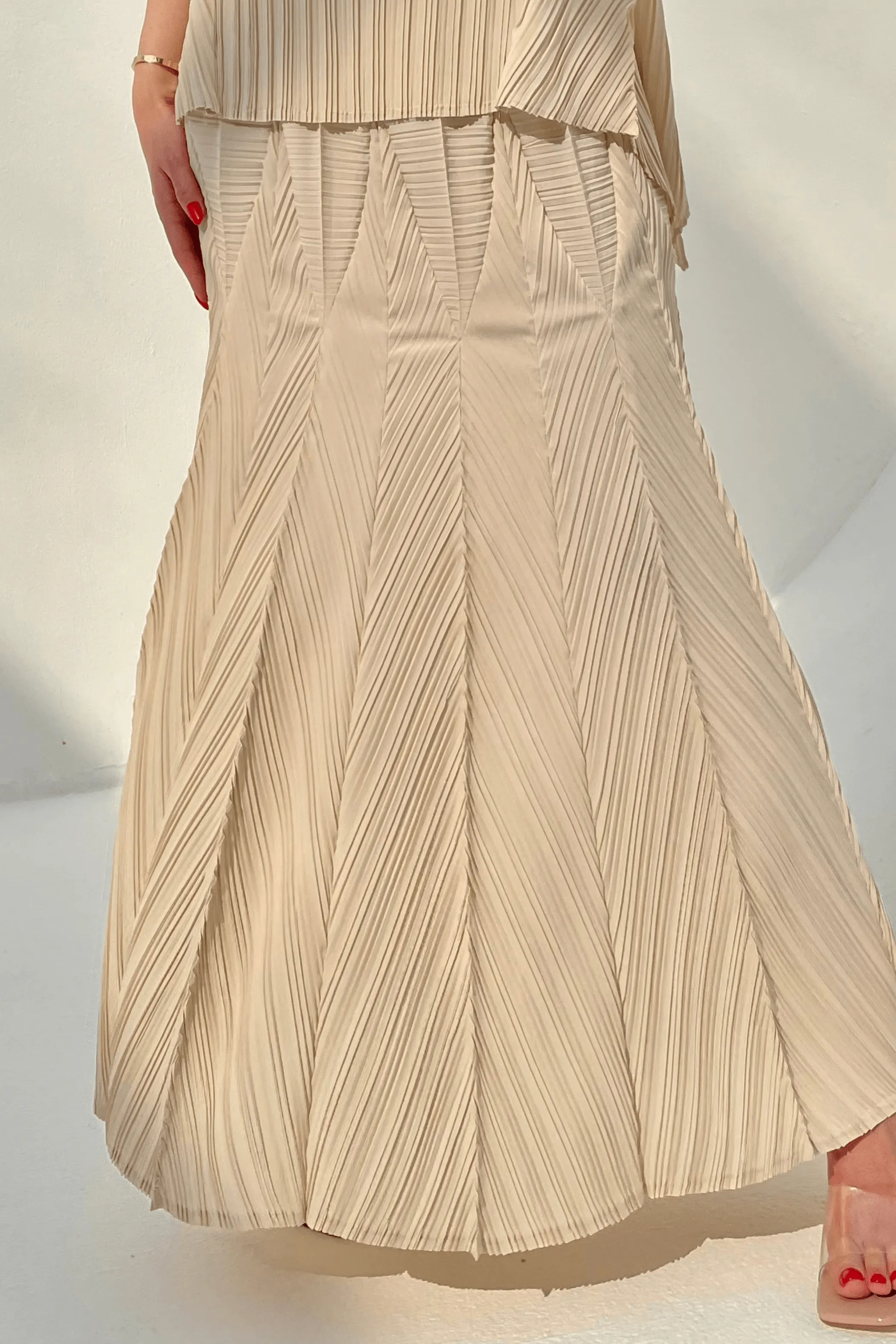Pleated Origami Maxi Skirt