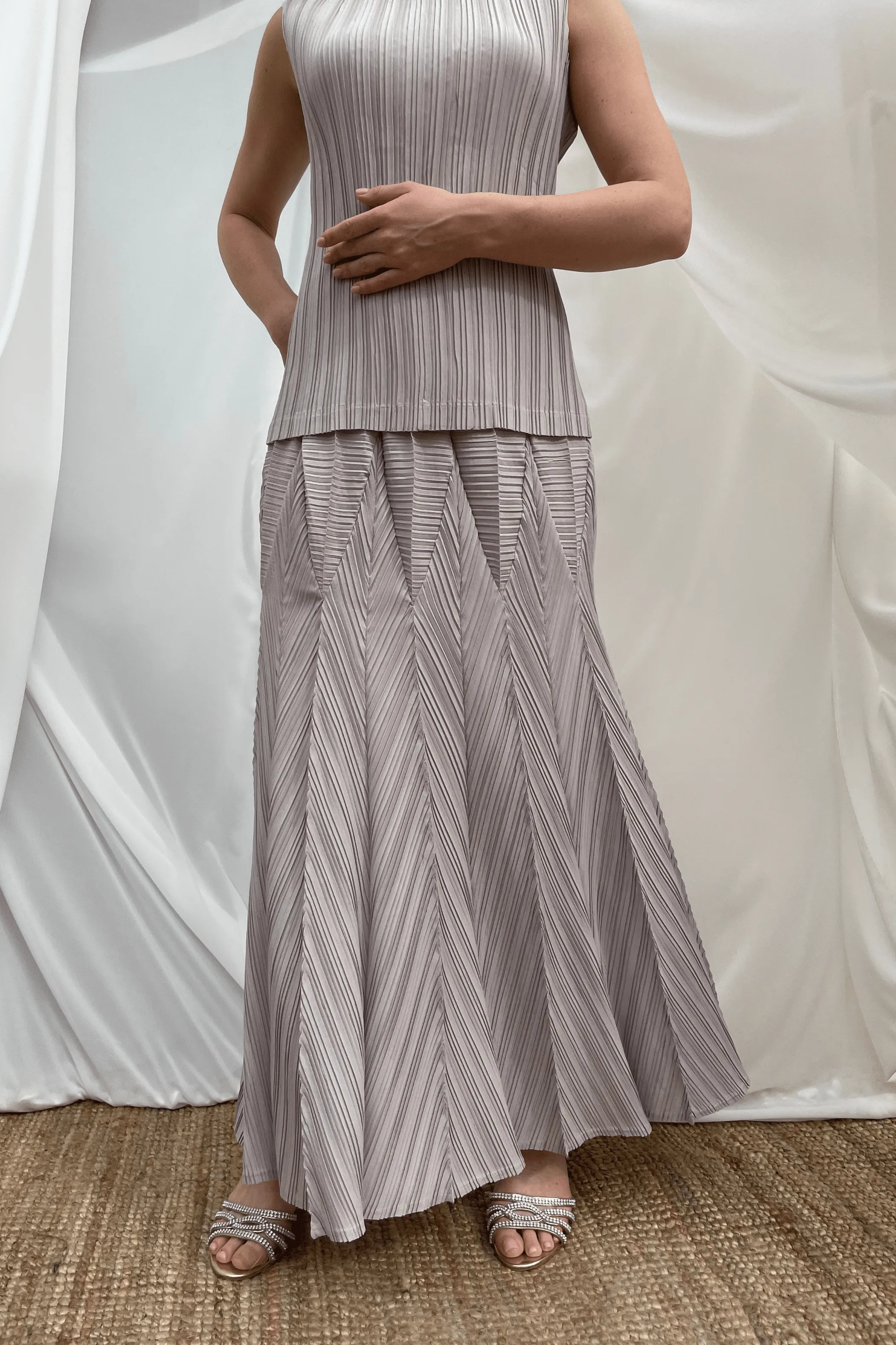 Pleated Origami Maxi Skirt