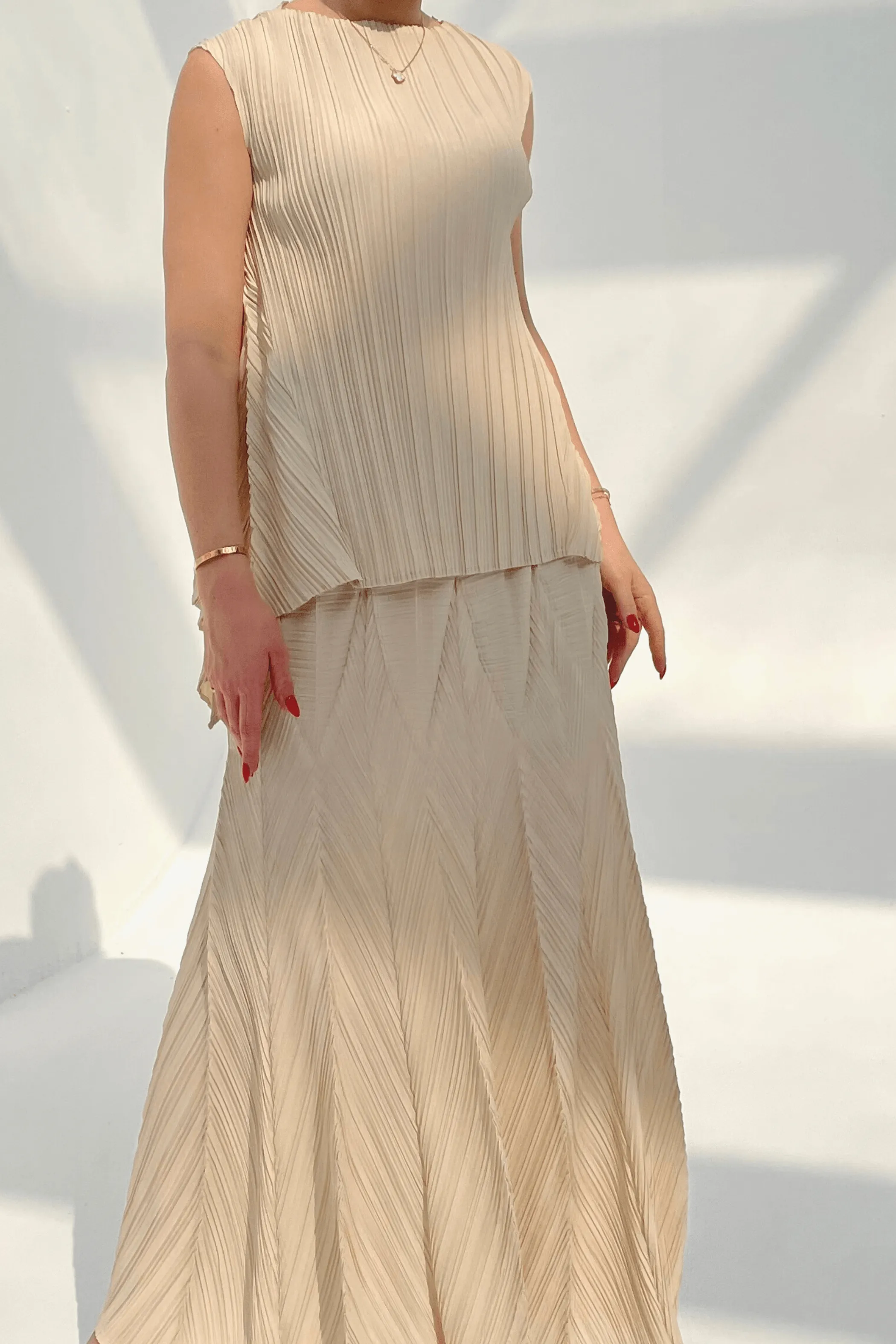 Pleated Origami Maxi Skirt