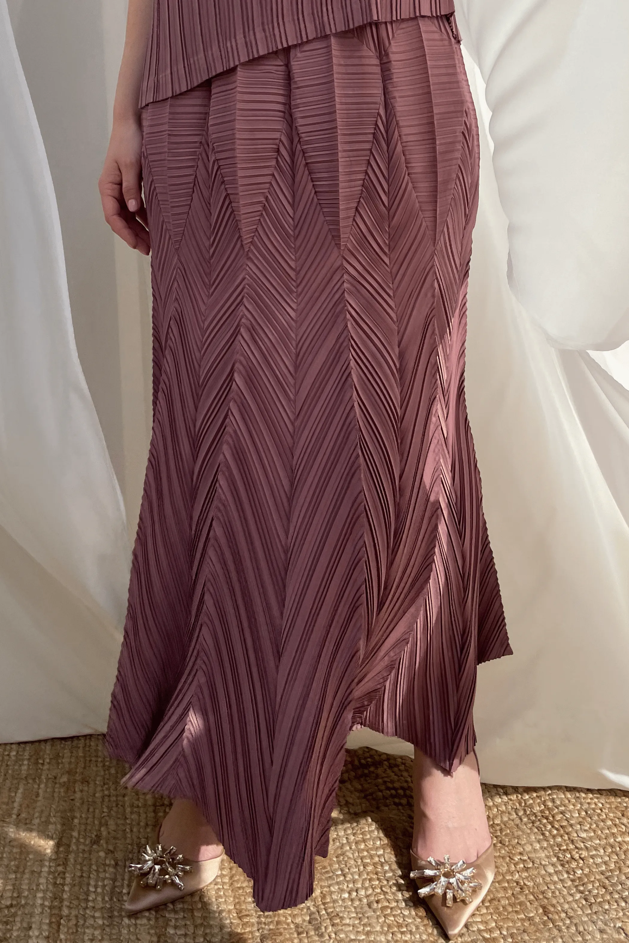 Pleated Origami Maxi Skirt