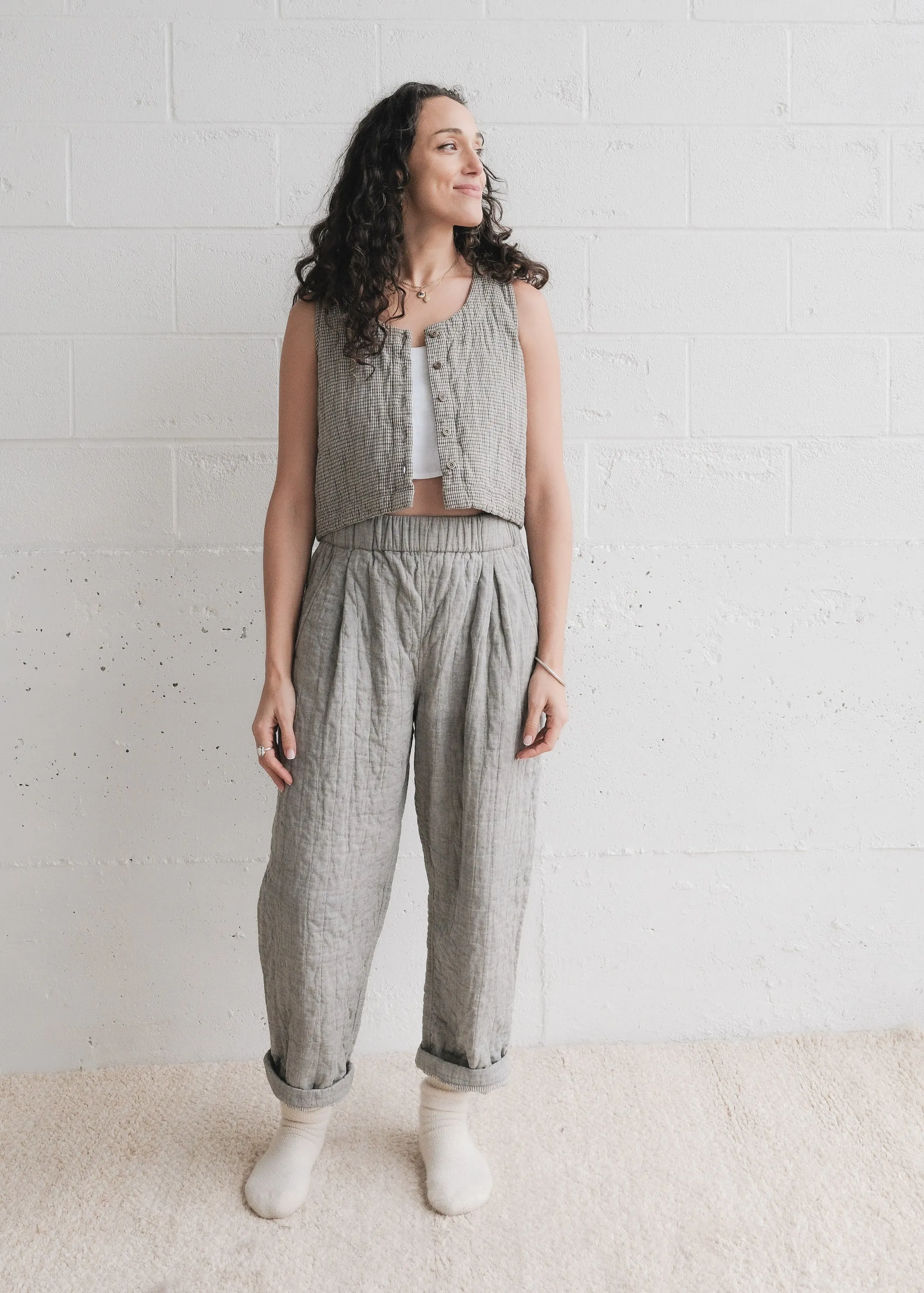 Quilted Ahilya Vest - Handwoven Cotton - Gingham