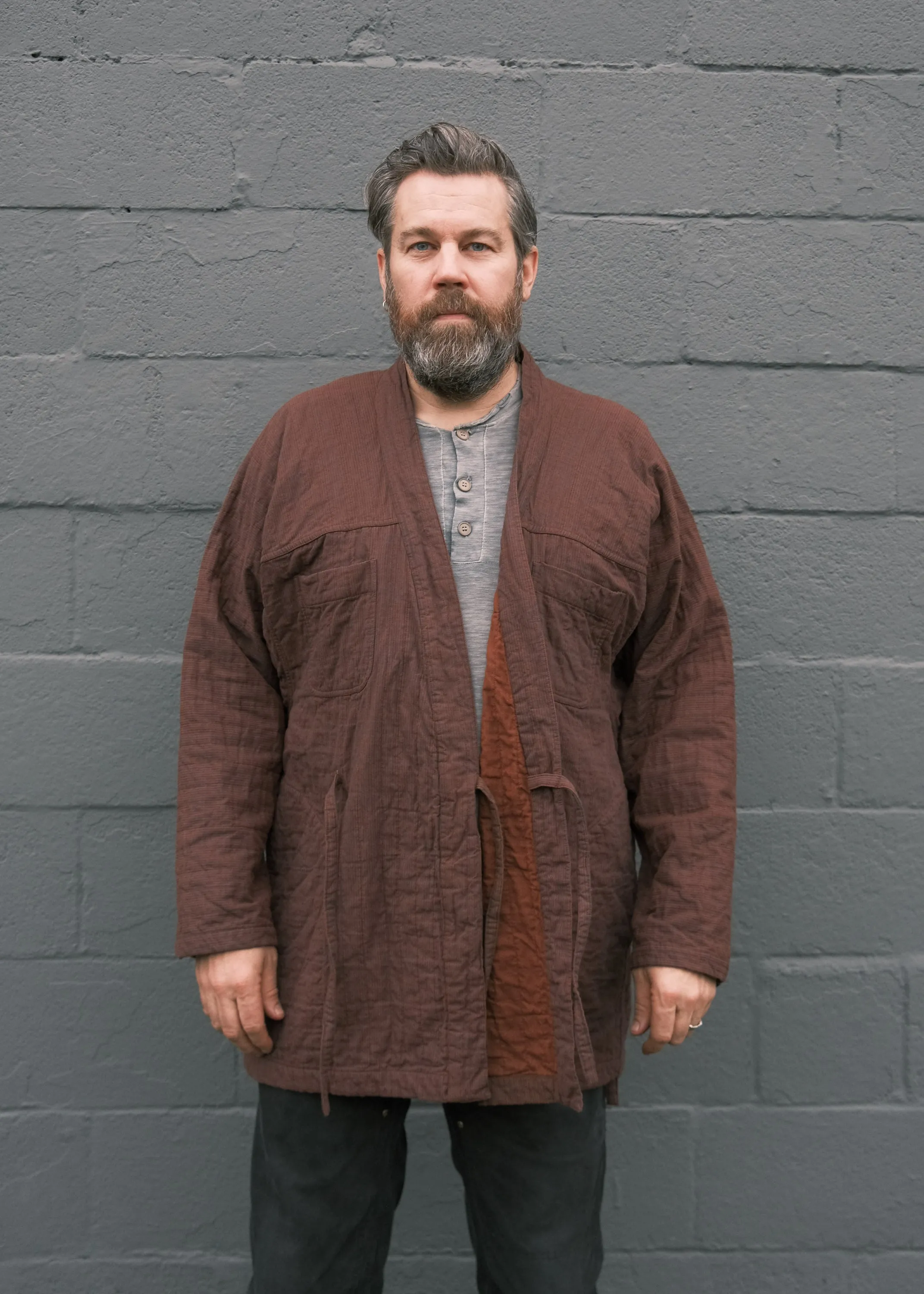 Quilted Akash Coat - Handwoven Cotton - Rosewood