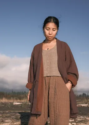 Quilted Akash Coat - Handwoven Cotton - Rosewood