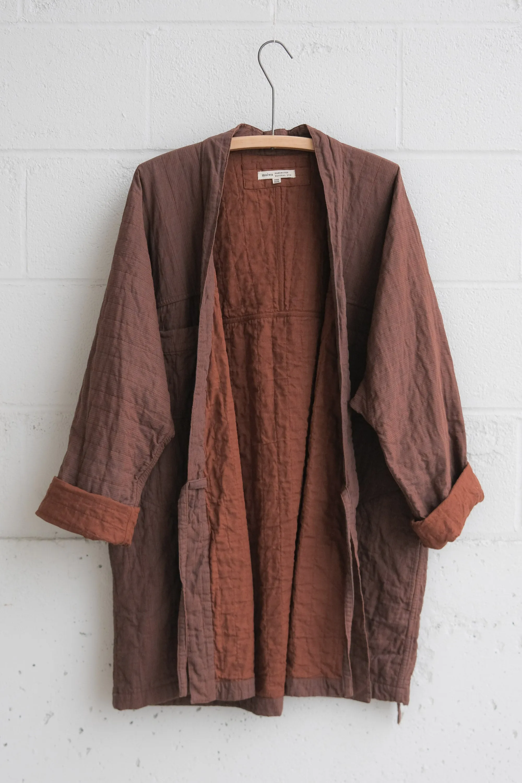 Quilted Akash Coat - Handwoven Cotton - Rosewood