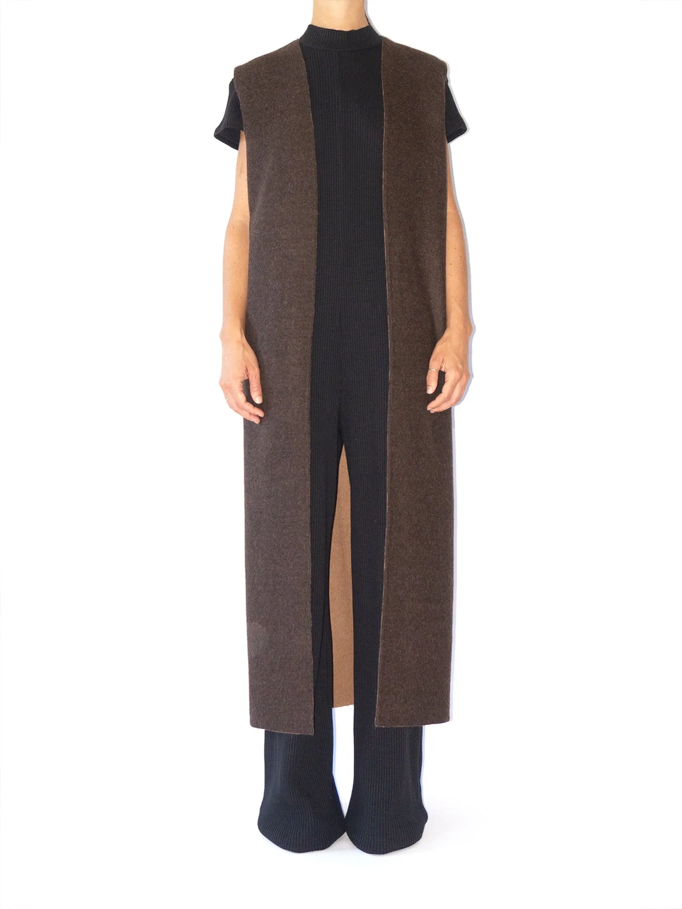 Reversible Alpaca Vest, Camel