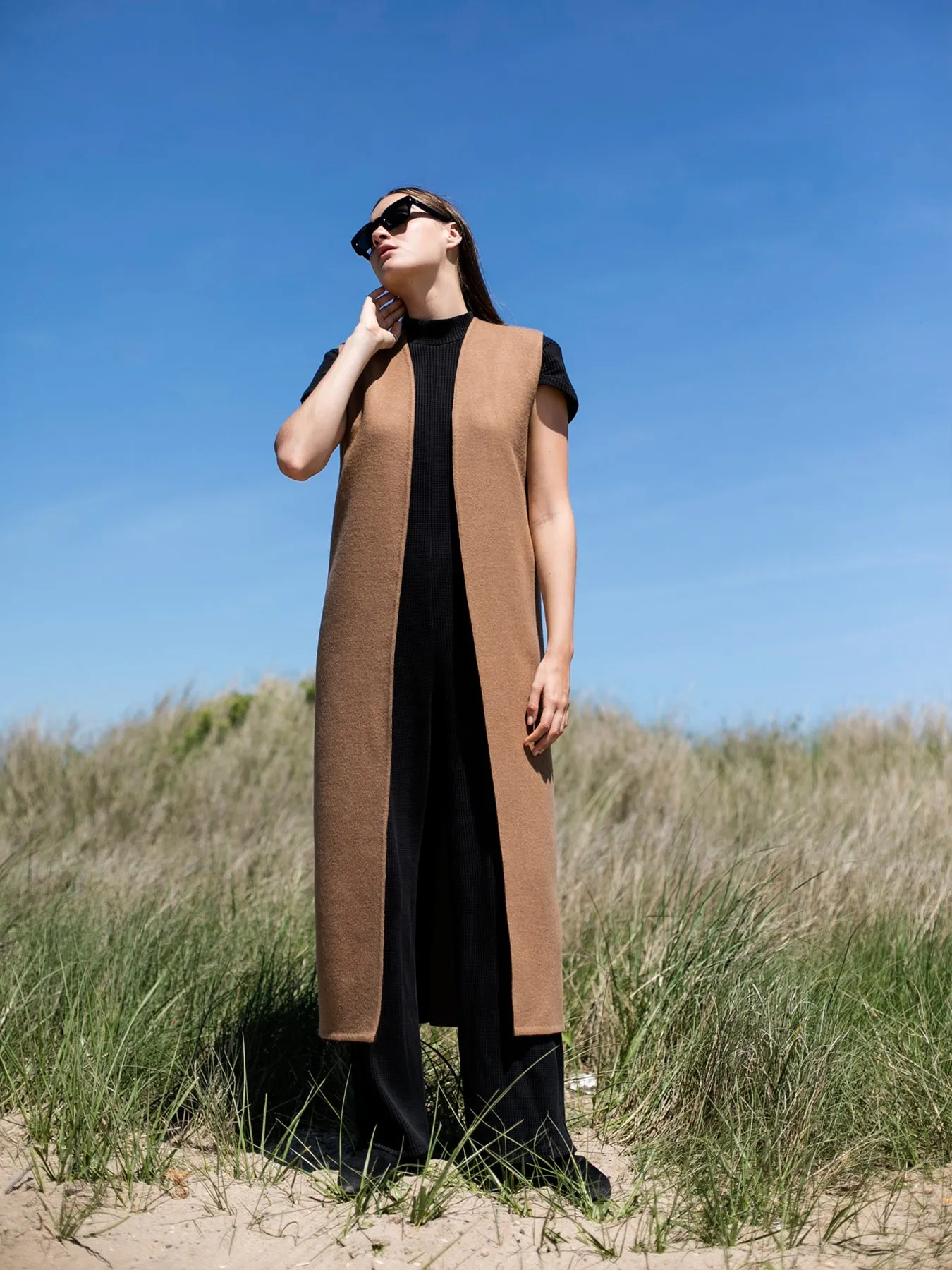 Reversible Alpaca Vest, Camel