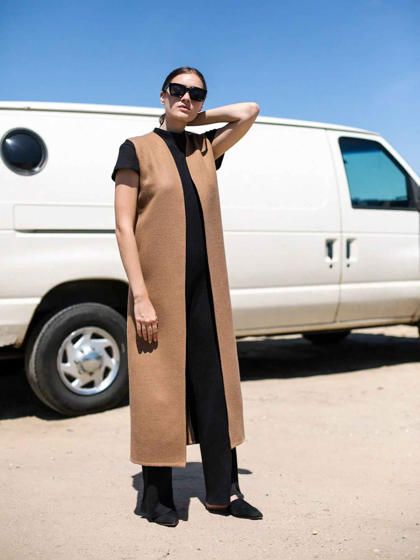 Reversible Alpaca Vest, Camel