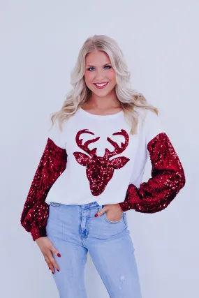 Rudolph Sequin Patch Top