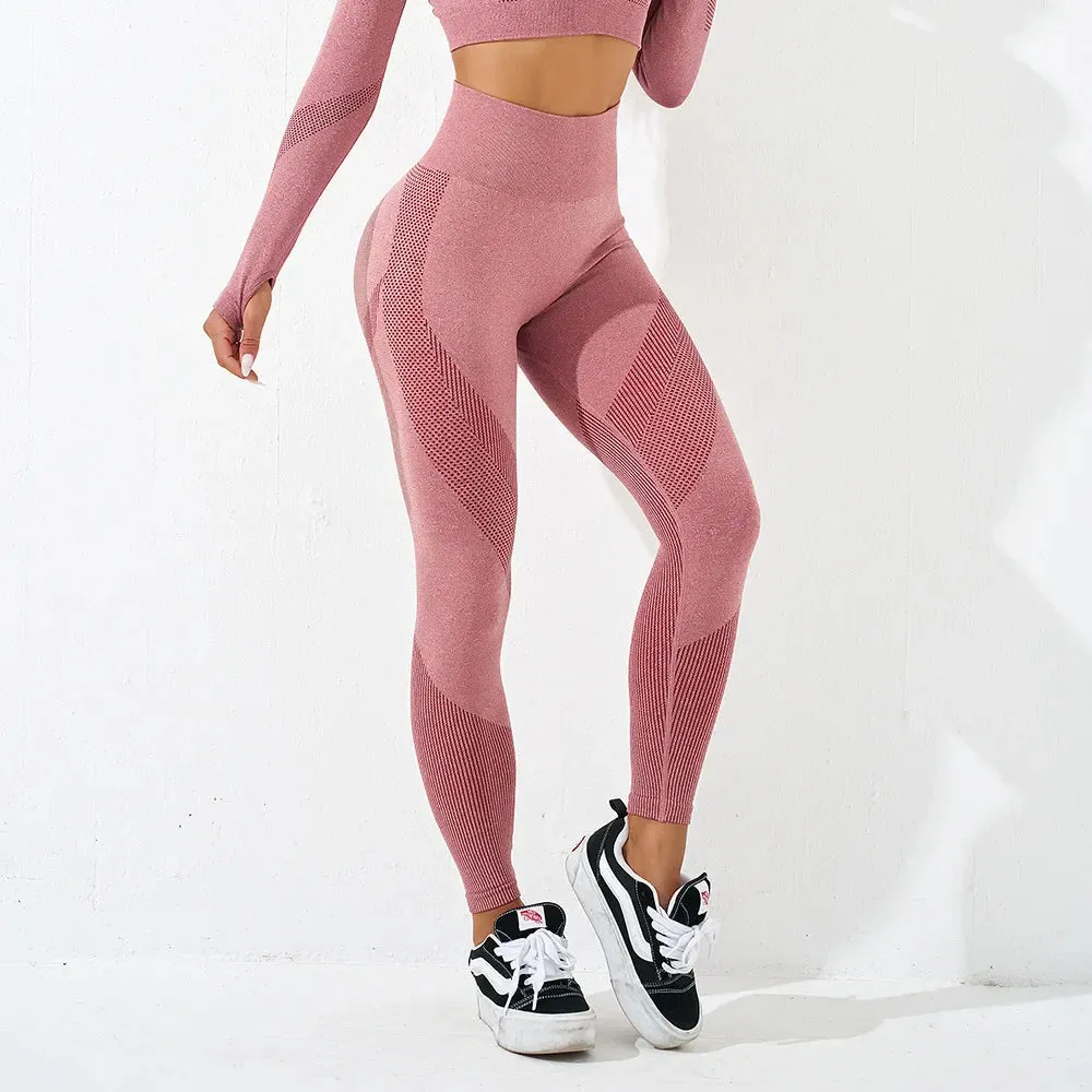 Seamless High Waist Striped Workout Legging