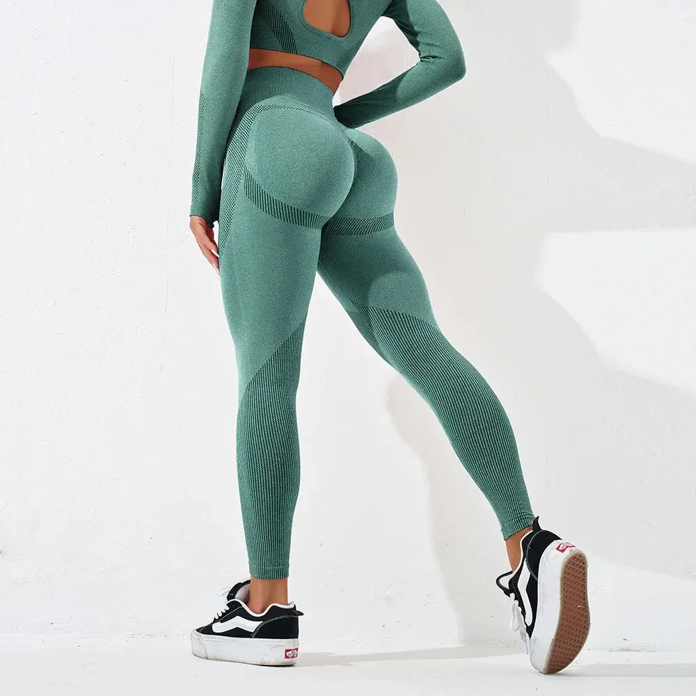 Seamless High Waist Striped Workout Legging
