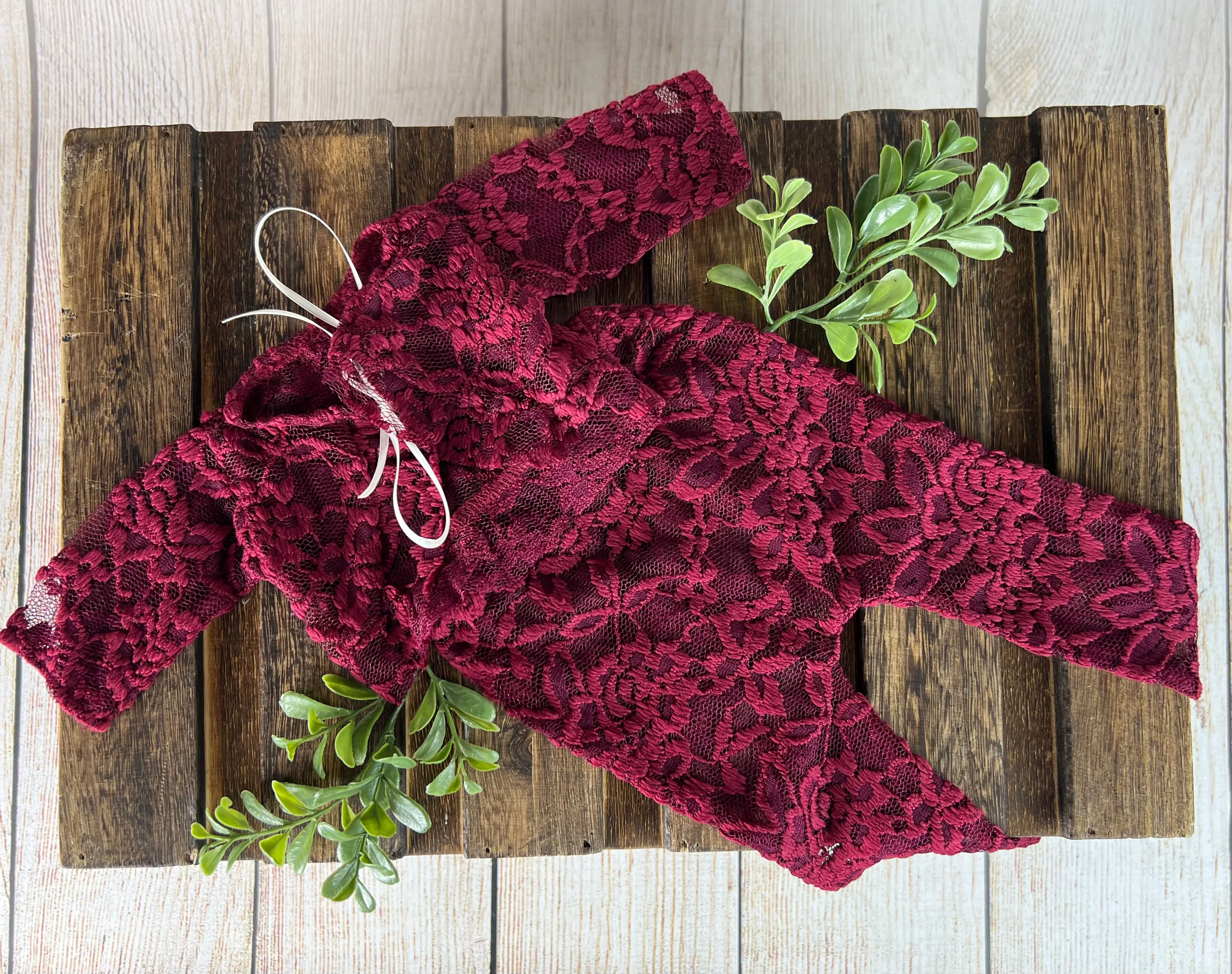 SET Leggings and Blouse - Burgundy Lace
