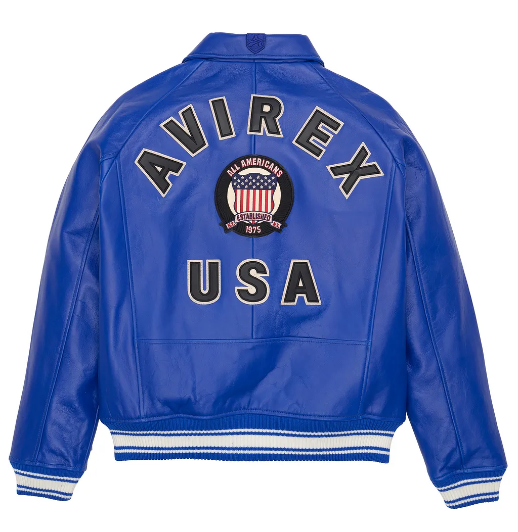 Shop Genuine Avirex Cobalt Leather Bomber Jackets – sale