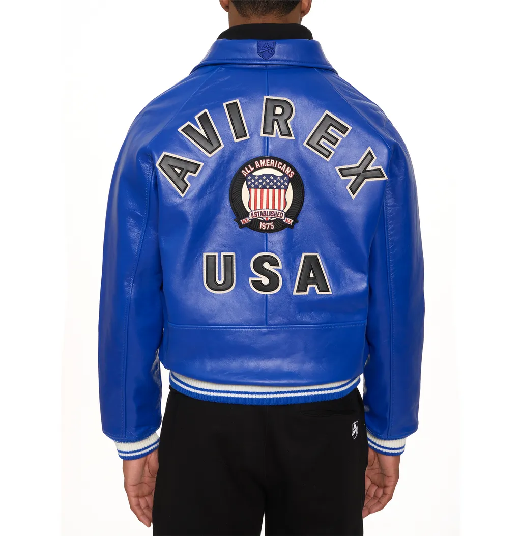 Shop Genuine Avirex Cobalt Leather Bomber Jackets – sale