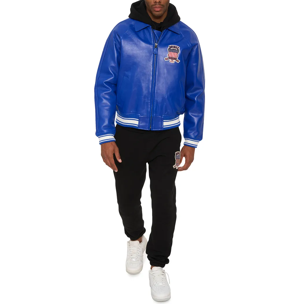 Shop Genuine Avirex Cobalt Leather Bomber Jackets – sale
