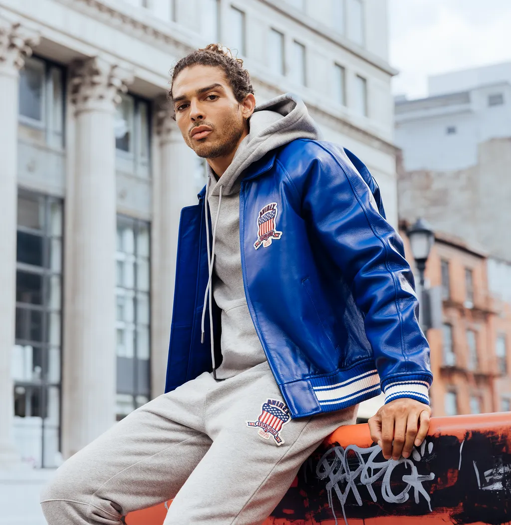 Shop Genuine Avirex Cobalt Leather Bomber Jackets – sale
