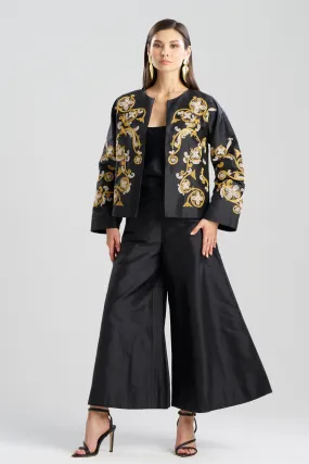 Silk Dupioni Embroidered Crop Jacket