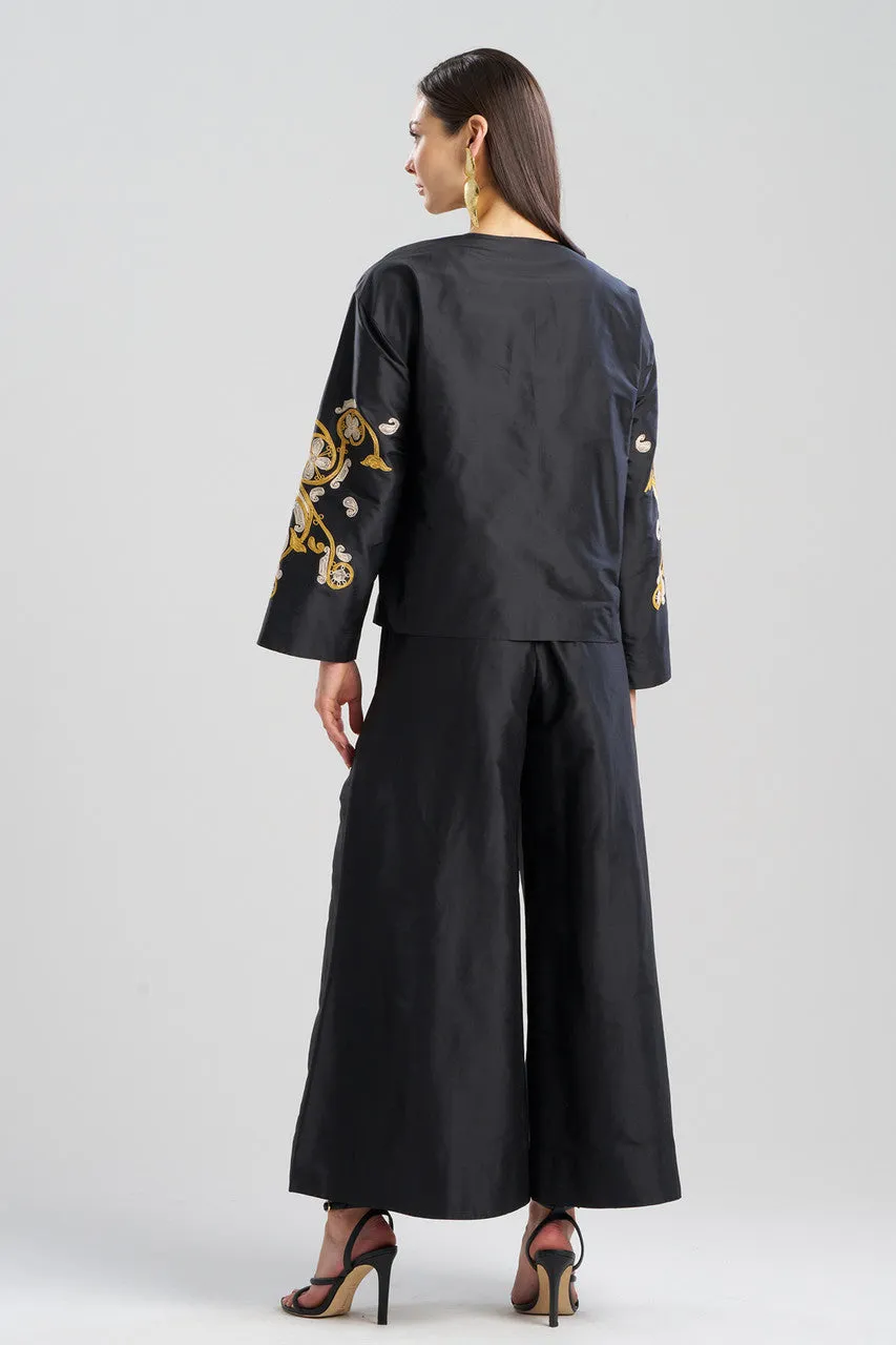 Silk Dupioni Embroidered Crop Jacket