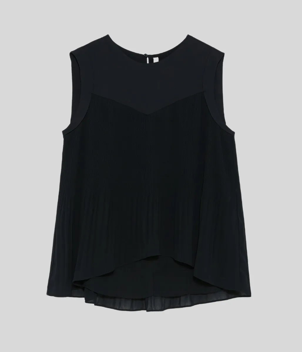 Sleeveless Chiffon Pleated Top XS (8/10)