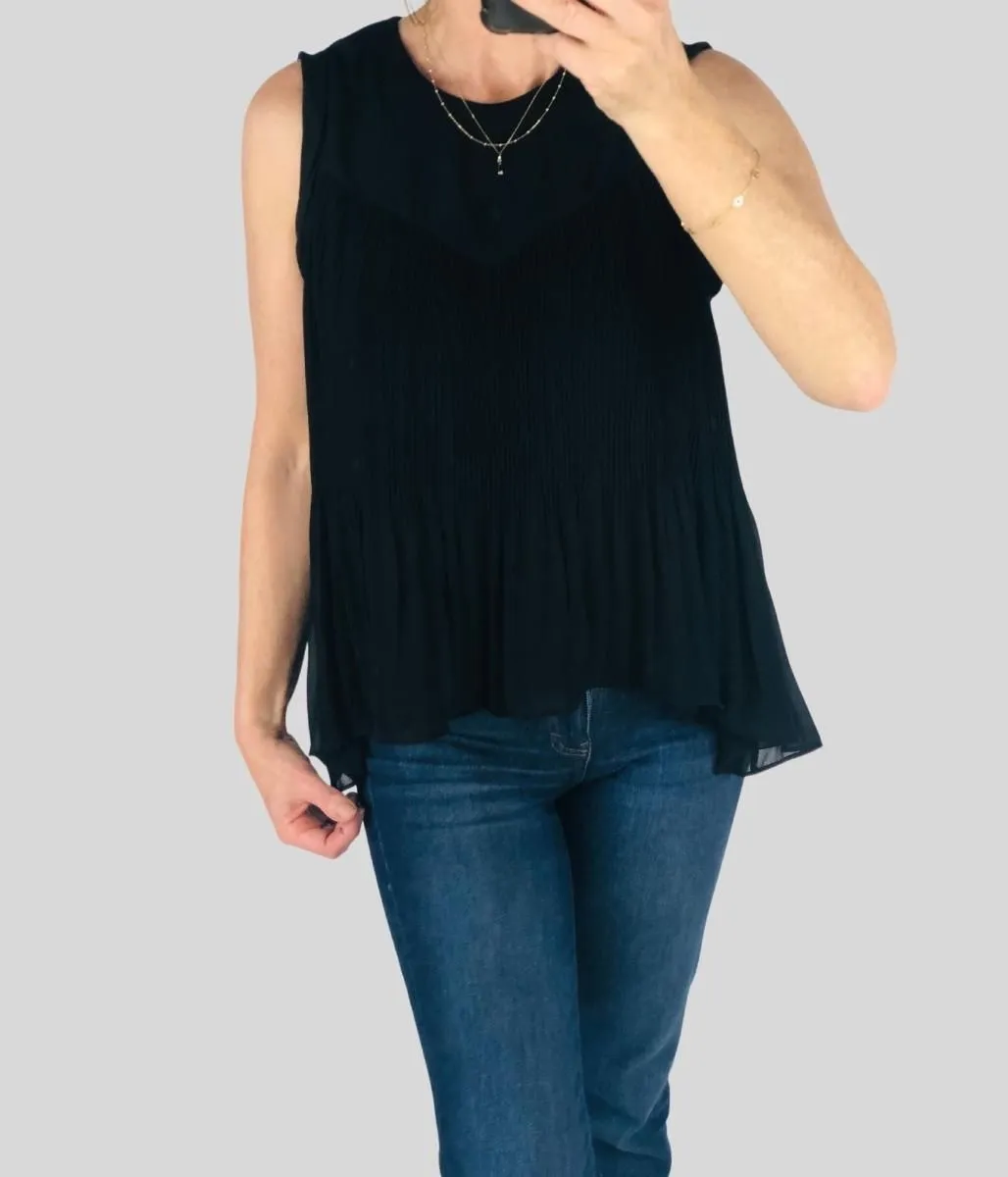 Sleeveless Chiffon Pleated Top XS (8/10)