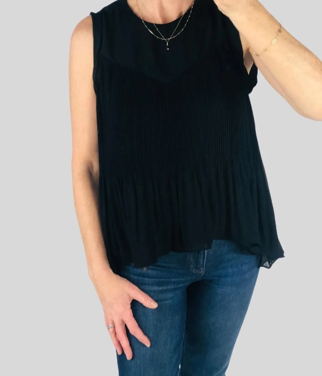 Sleeveless Chiffon Pleated Top XS (8/10)
