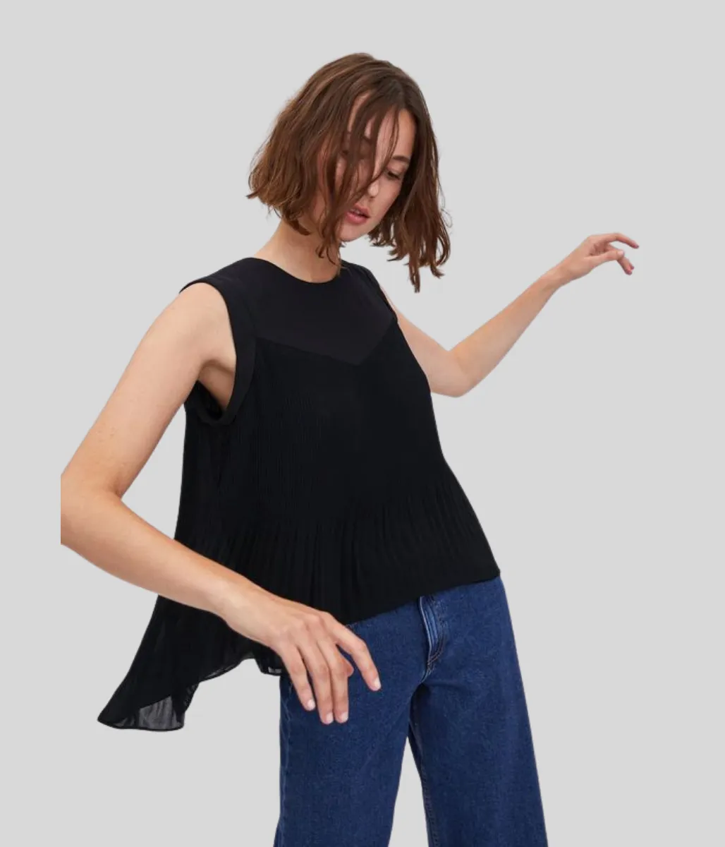 Sleeveless Chiffon Pleated Top XS (8/10)