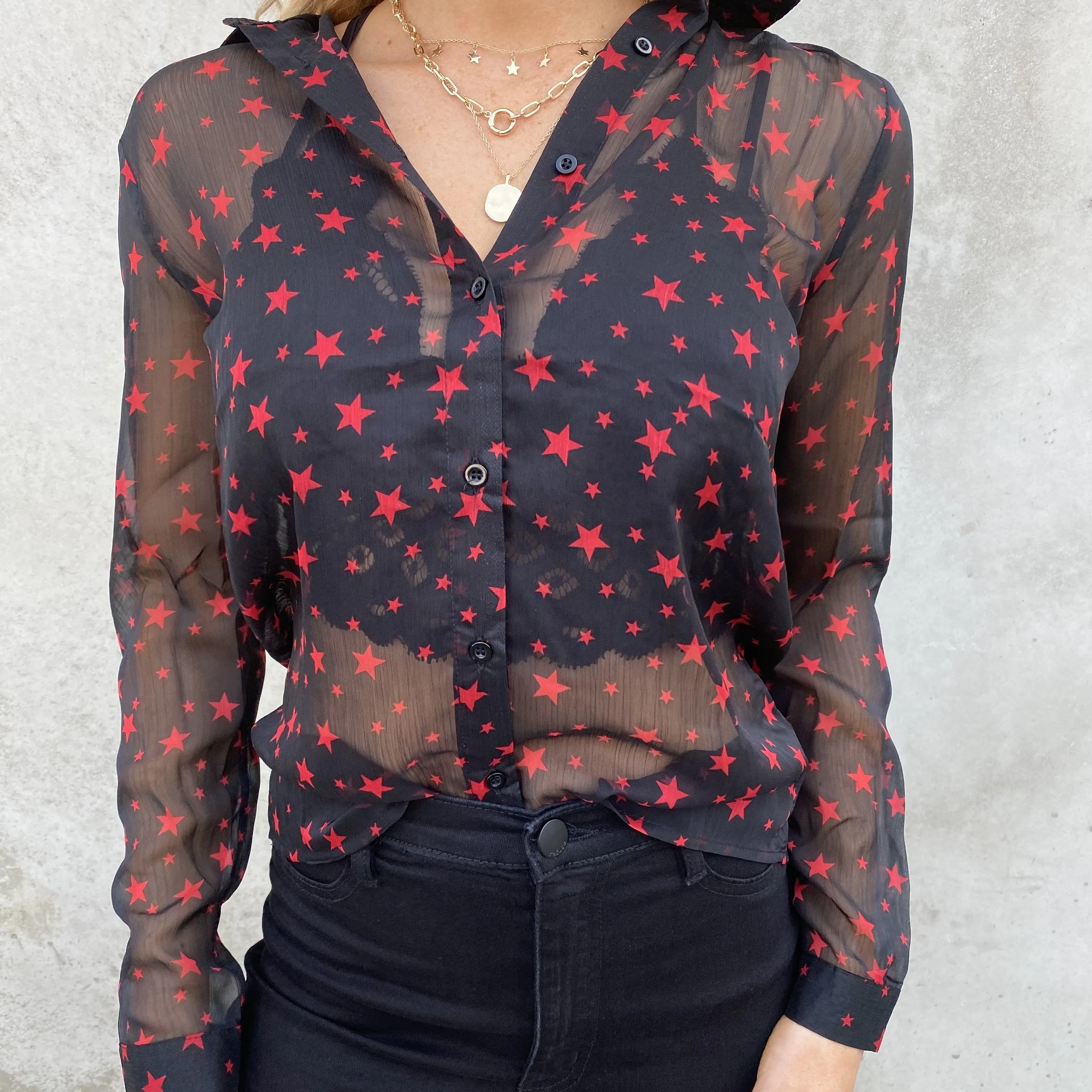 Wish Upon A Star Long Sleeve Blouse