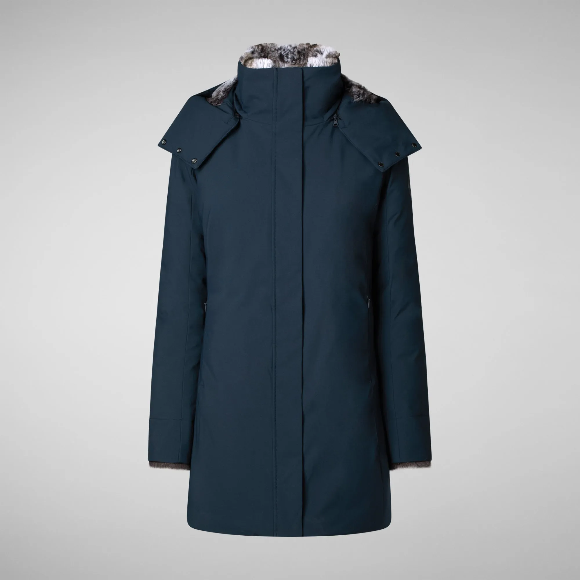 Woman's hooded parka Samantah in blue black