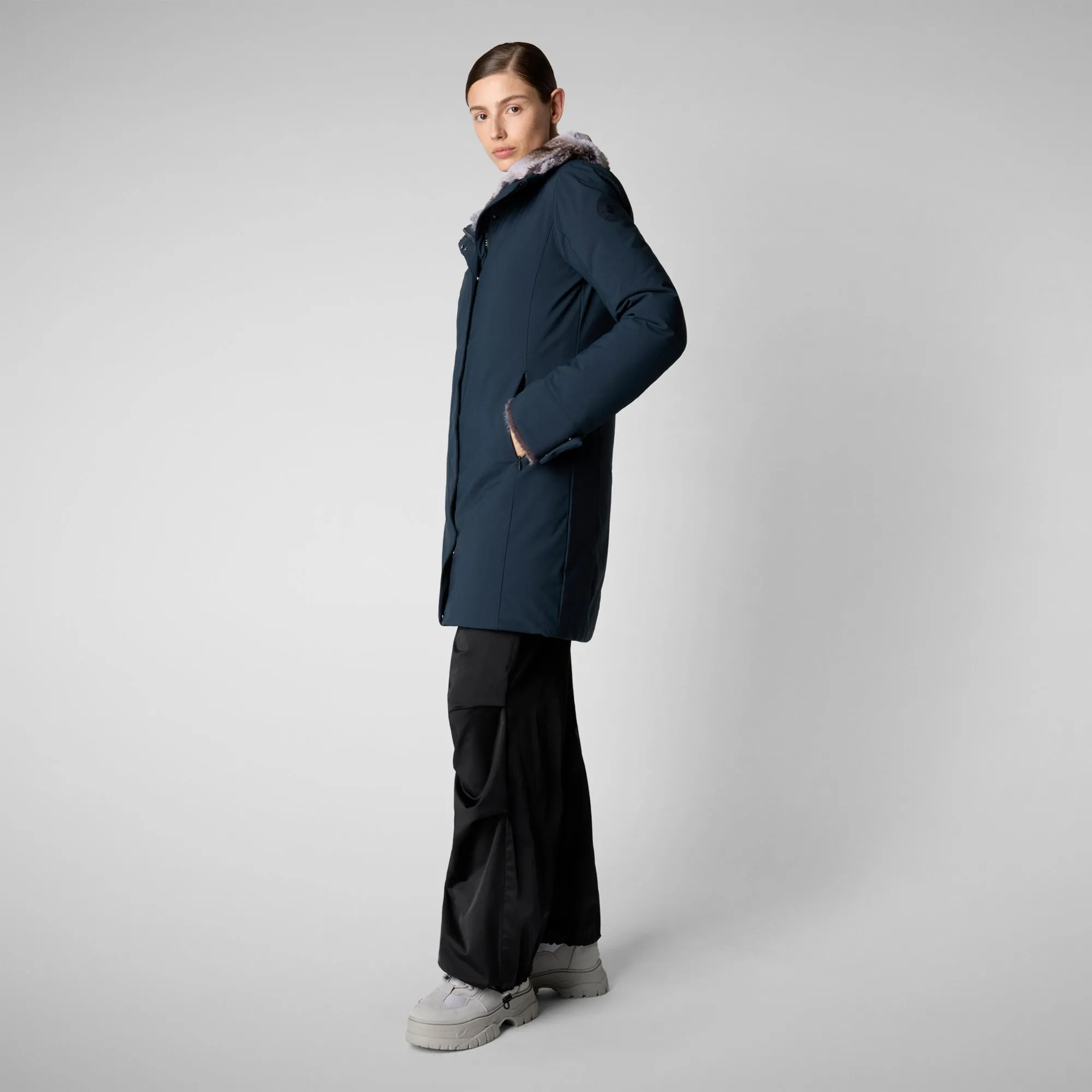 Woman's hooded parka Samantah in blue black