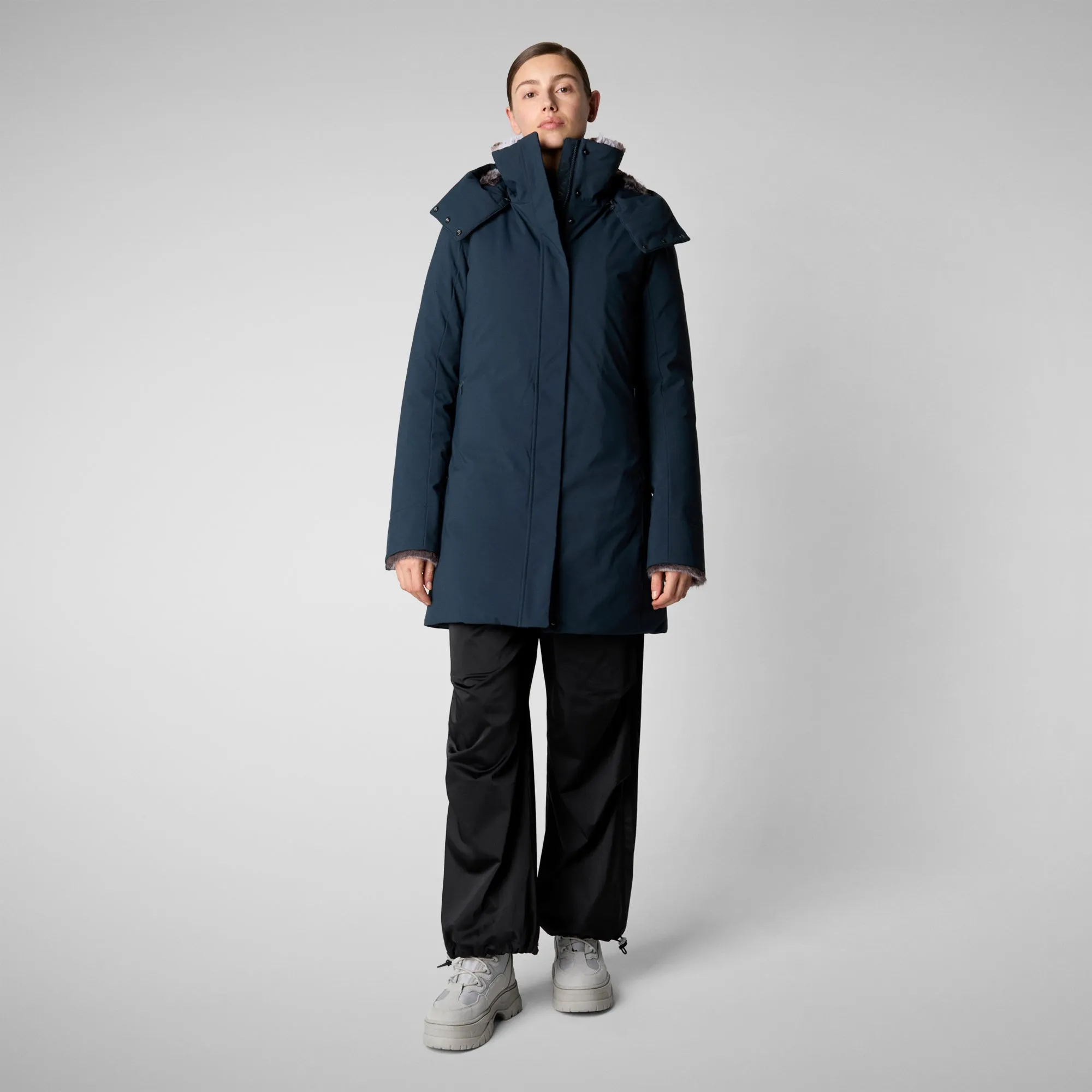 Woman's hooded parka Samantah in blue black